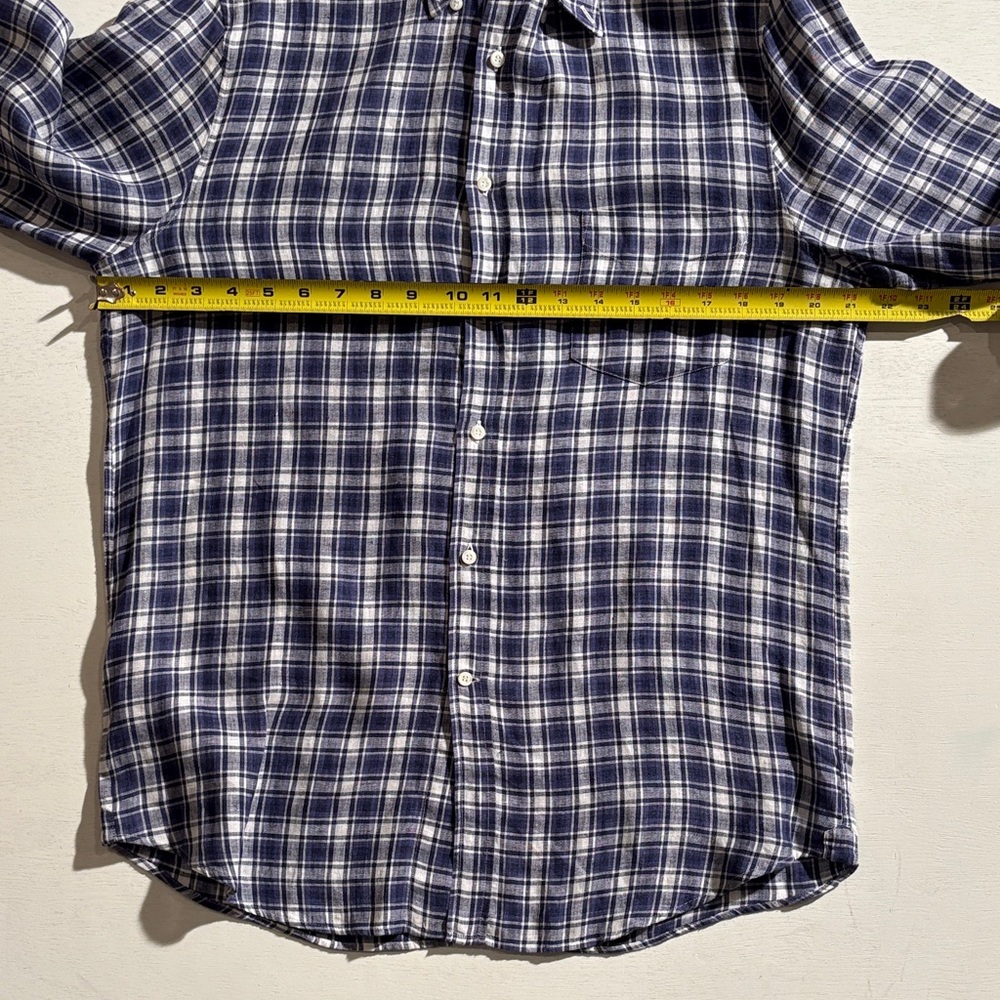 Brunello Cucinelli Navy Linen Checkered Shirt - Picture 4 of 5